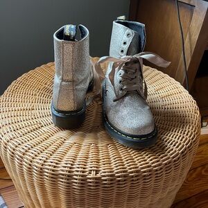 Dr. Martens Glittery Silver Combat Boots